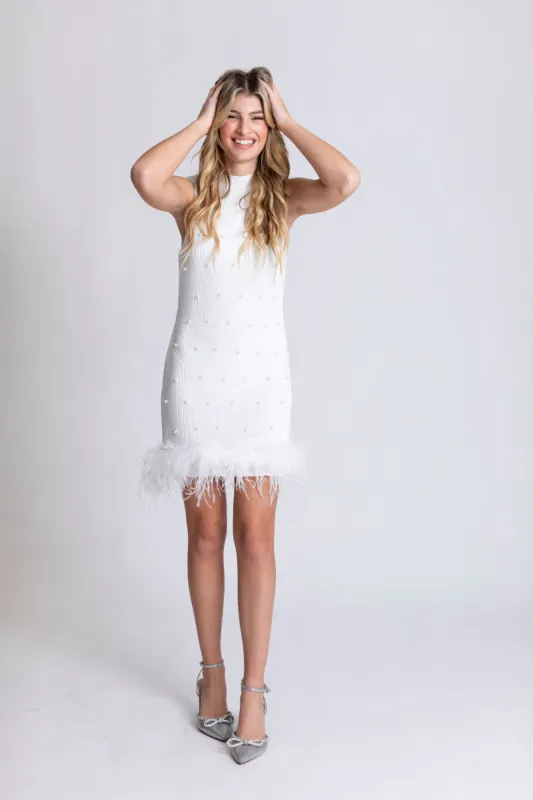Piper Sleeveless Detachable Feather Pearly Mini sold by waverles