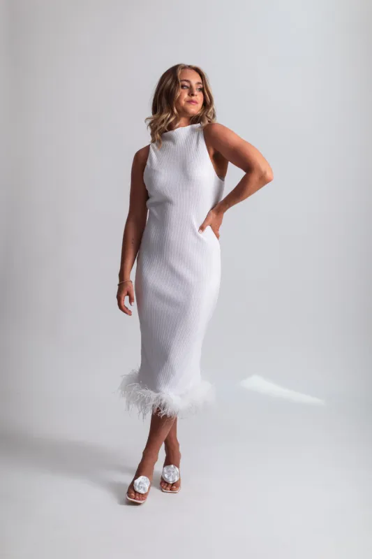 The Detachable Feather Midi in Dove sold by waverles