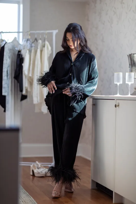 Pleats Please Luxe Feather Bridal Set in Noir sold by waverles