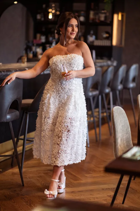 Amorette Floral Applique Midi Dress sold by waverles