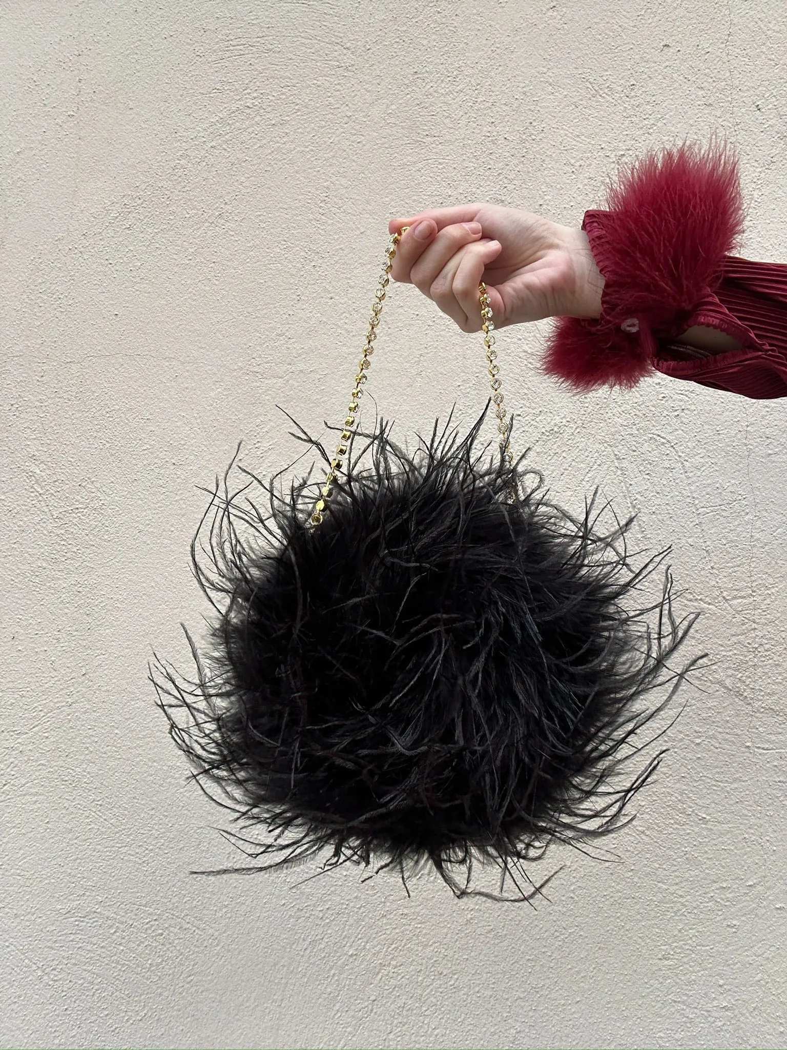 Ostrich Feather Purse in Noir sold by waverles