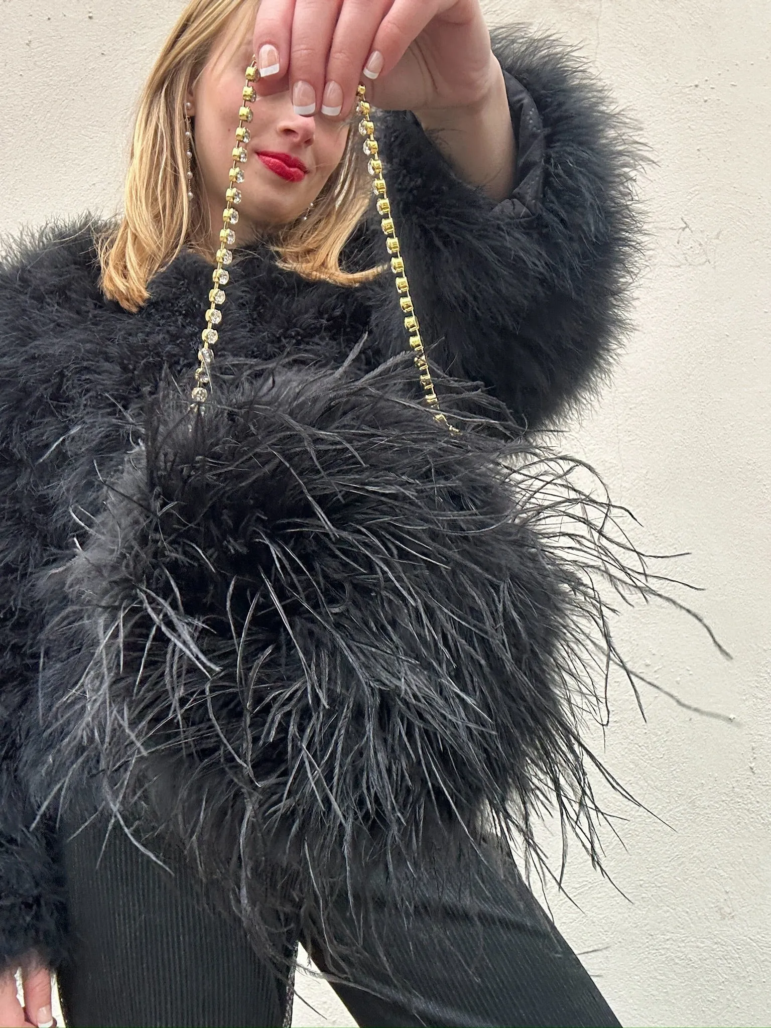 Ostrich Feather Purse in Noir sold by waverles product image thumbnail 2