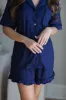 Ruffle Bamboo Short Set in Sapphire sold by waverles