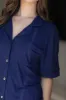 Ruffle Bamboo Short Set in Sapphire sold by waverles