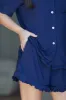 Ruffle Bamboo Short Set in Sapphire sold by waverles
