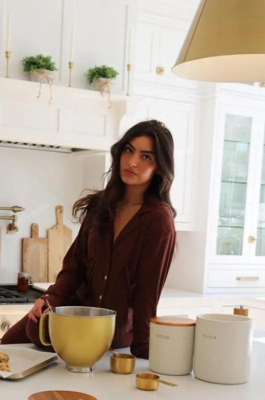 Ribbed Bamboo Pajama Set in Espresso sold by waverles