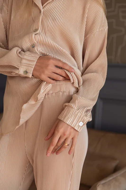 Pleated Set in Champagne sold by waverles