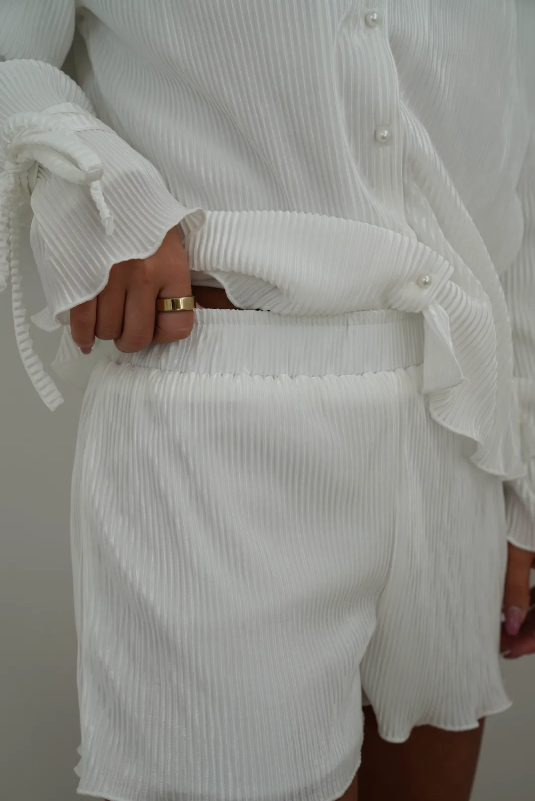 Sloane Pleated Tie Short Bridal Set in Dove sold by waverles product image thumbnail 4