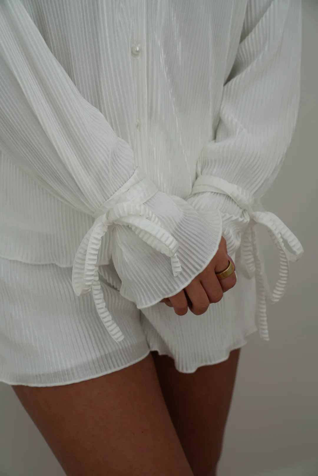 Sloane Pleated Tie Short Bridal Set in Dove sold by waverles product image thumbnail 3