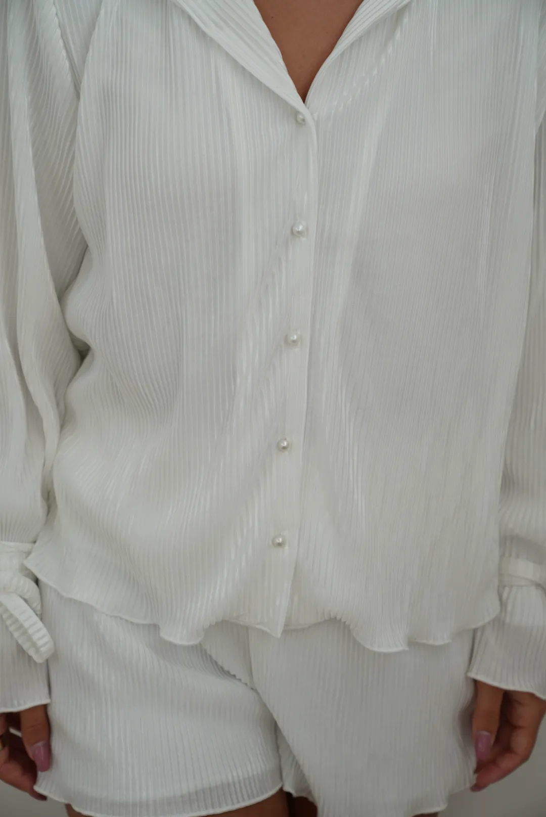 Sloane Pleated Tie Short Bridal Set in Dove sold by waverles product image thumbnail 2