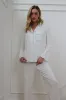 Ruffle Bamboo Pajama Bridal Pant Set Sky Trim sold by waverles