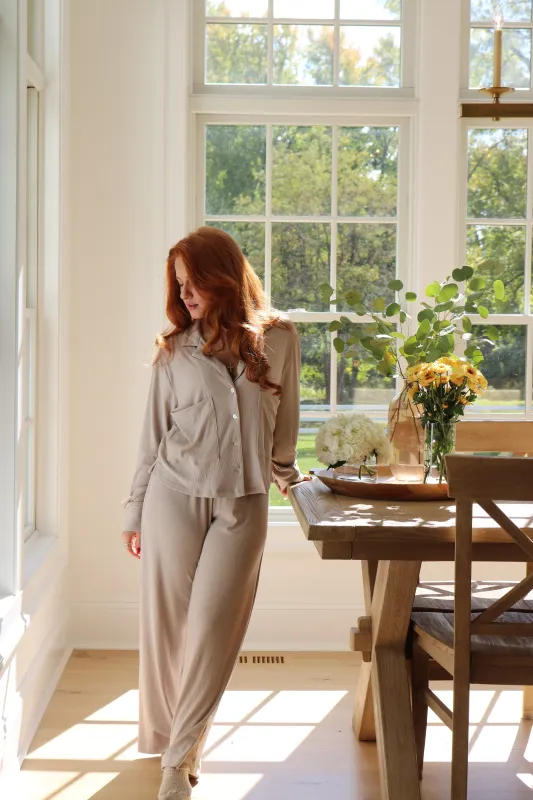 Ribbed Bamboo Pajama Set in Chai sold by waverles