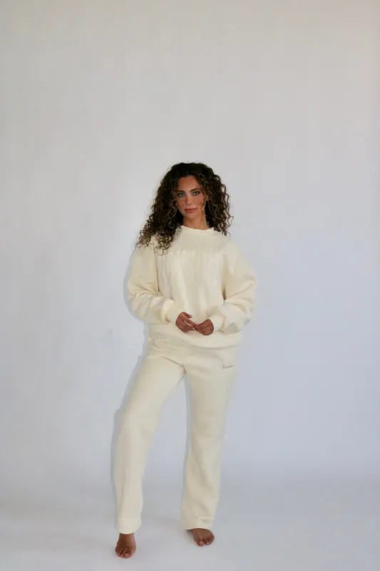 Varsity Waverles Sweats in Buttercream sold by waverles