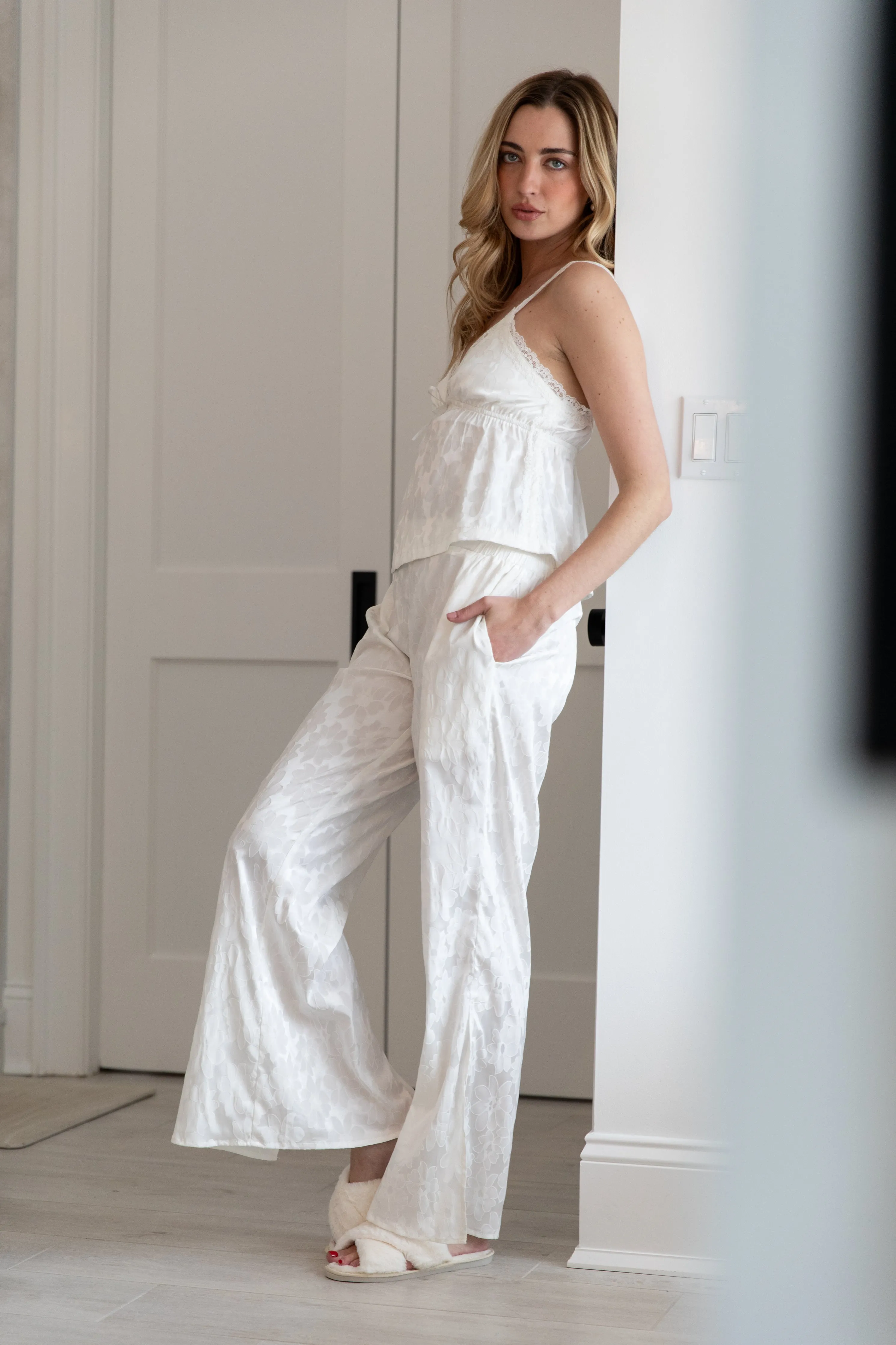 Avery Floral Bridal Jacquard Cami Pant Set In Dove sold by waverles product image thumbnail 3