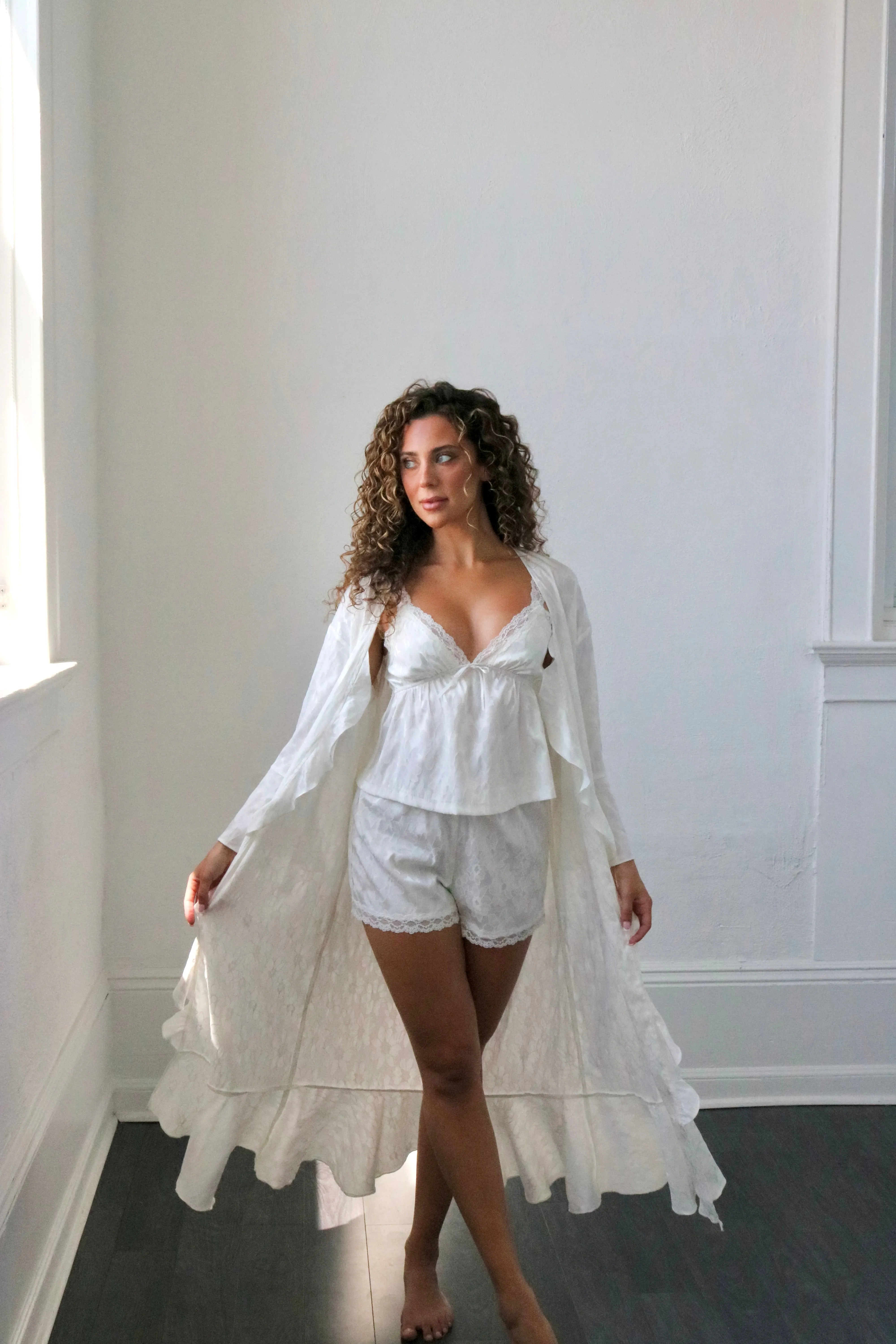 Faye Bridal Floral Jacquard Robe in Dove sold by waverles product image thumbnail 3