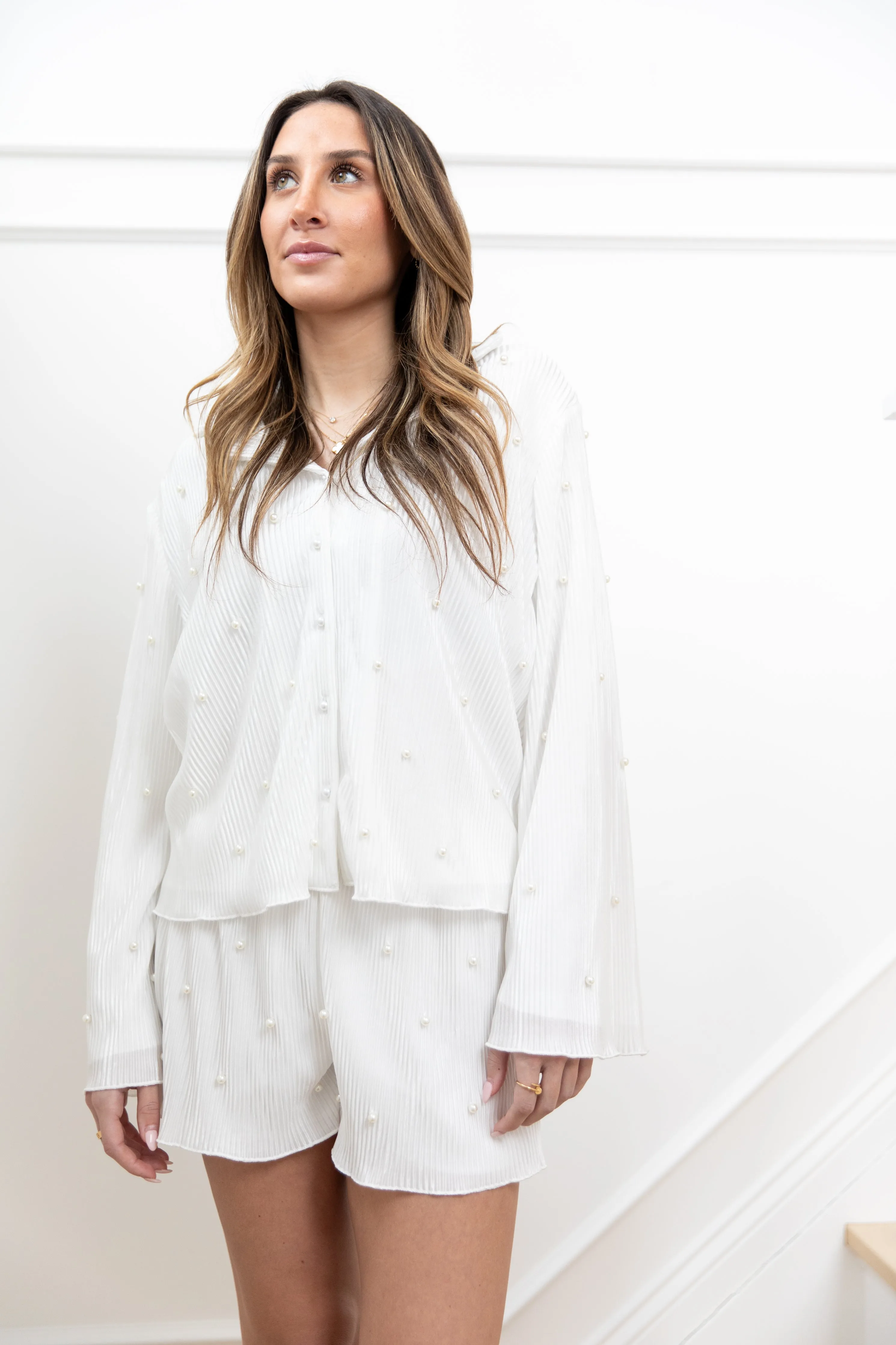 Jade Bridal Pearly Pleats Short Set in Dove sold by waverles product image thumbnail 2