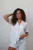 Ruffle Bamboo Pajama Short Bridal Set Sky Trim sold by waverles