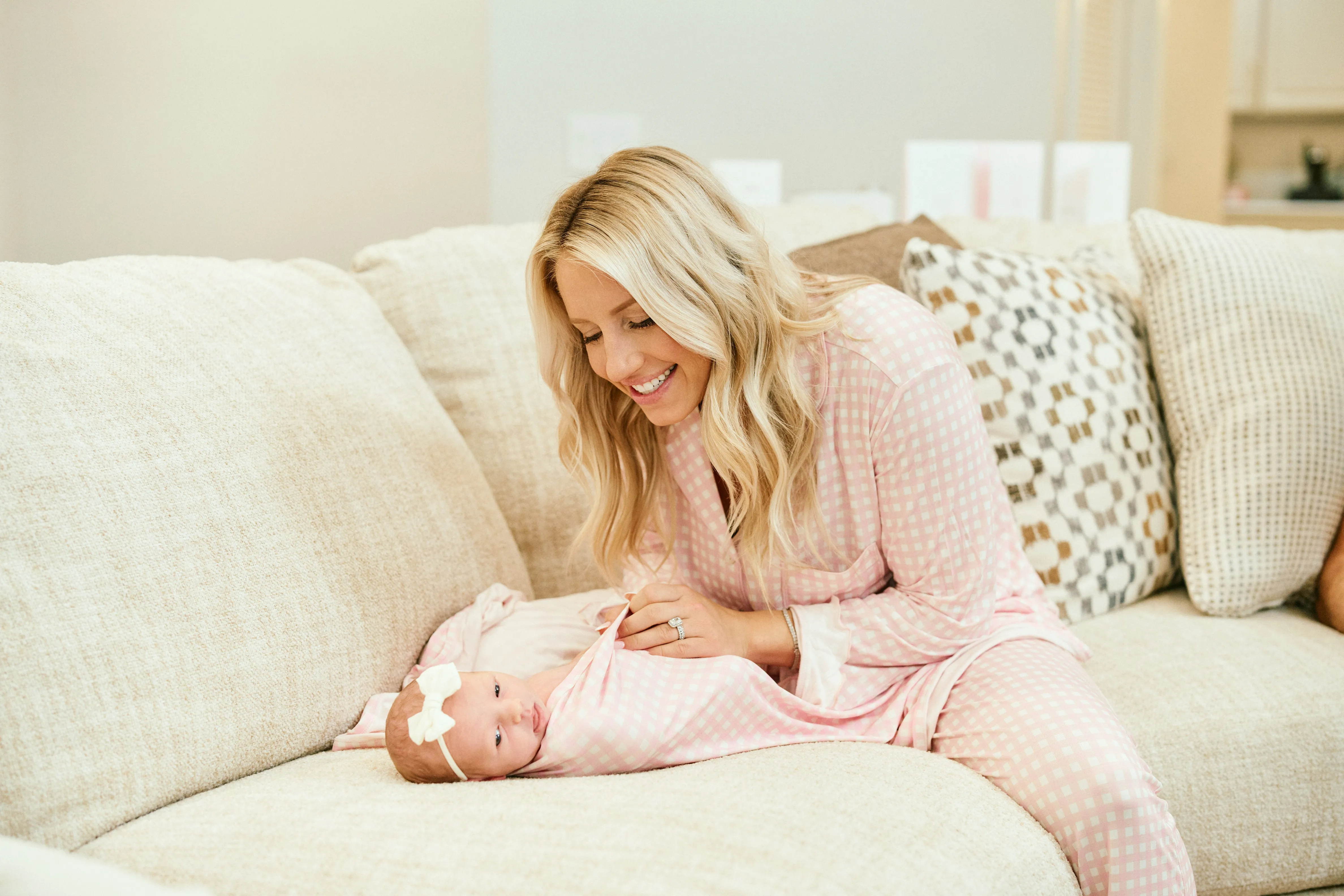 Ruffle Bamboo Pajama Set in Pink Gingham sold by waverles product image thumbnail 5