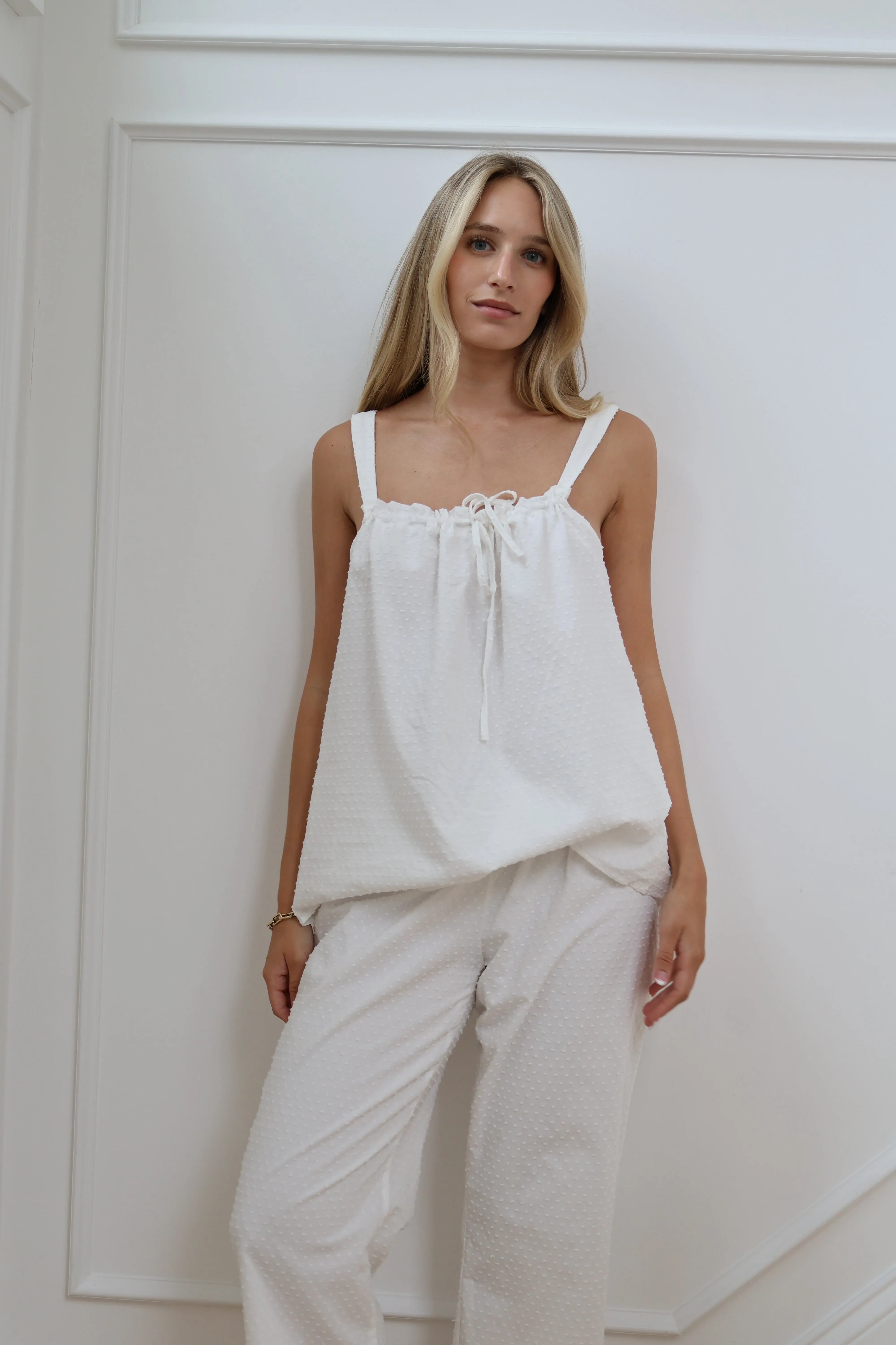 Swiss Dot Montauk set in Dove sold by waverles