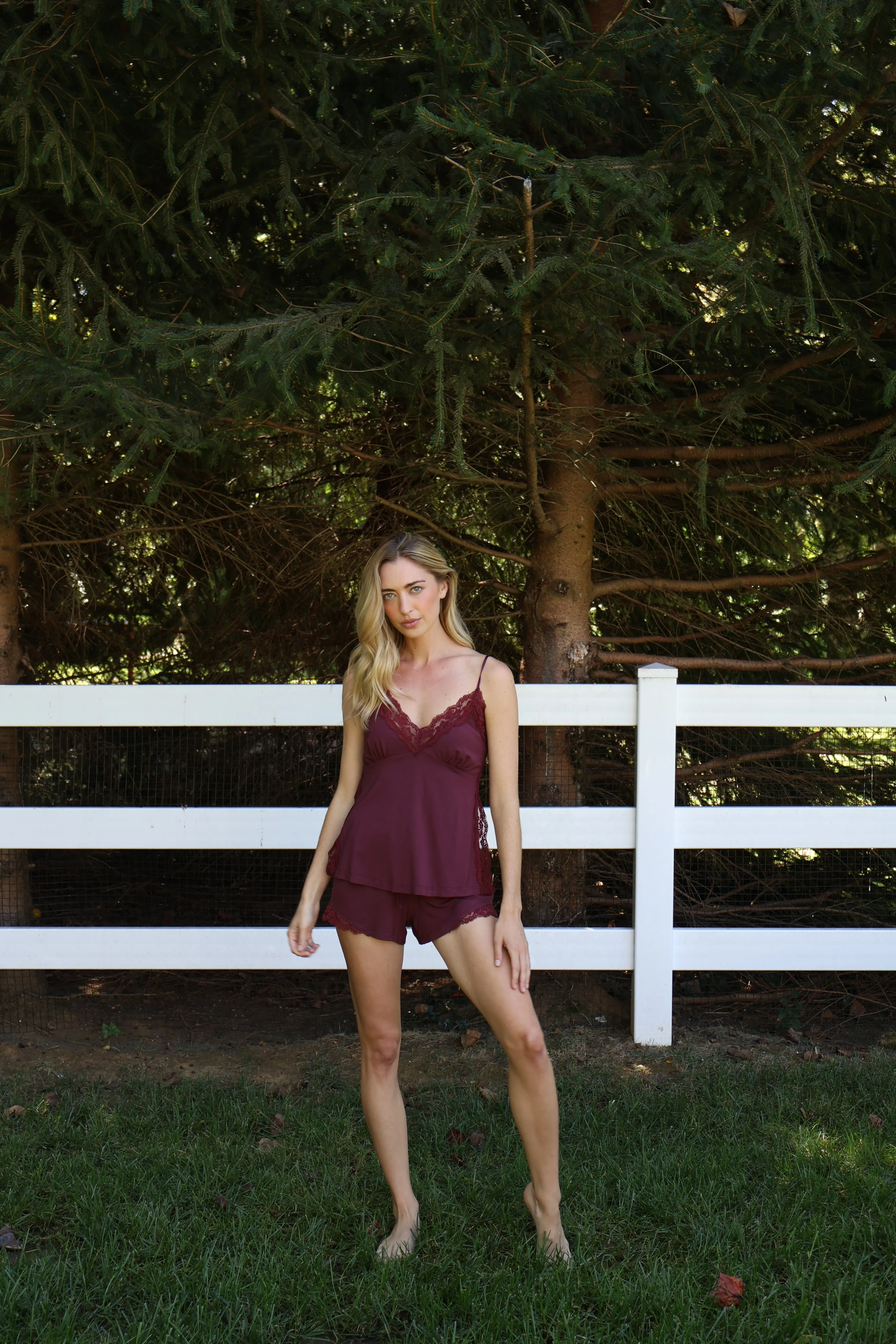Ivy Bamboo Tank & Short Set in Merlot sold by waverles product image thumbnail 3