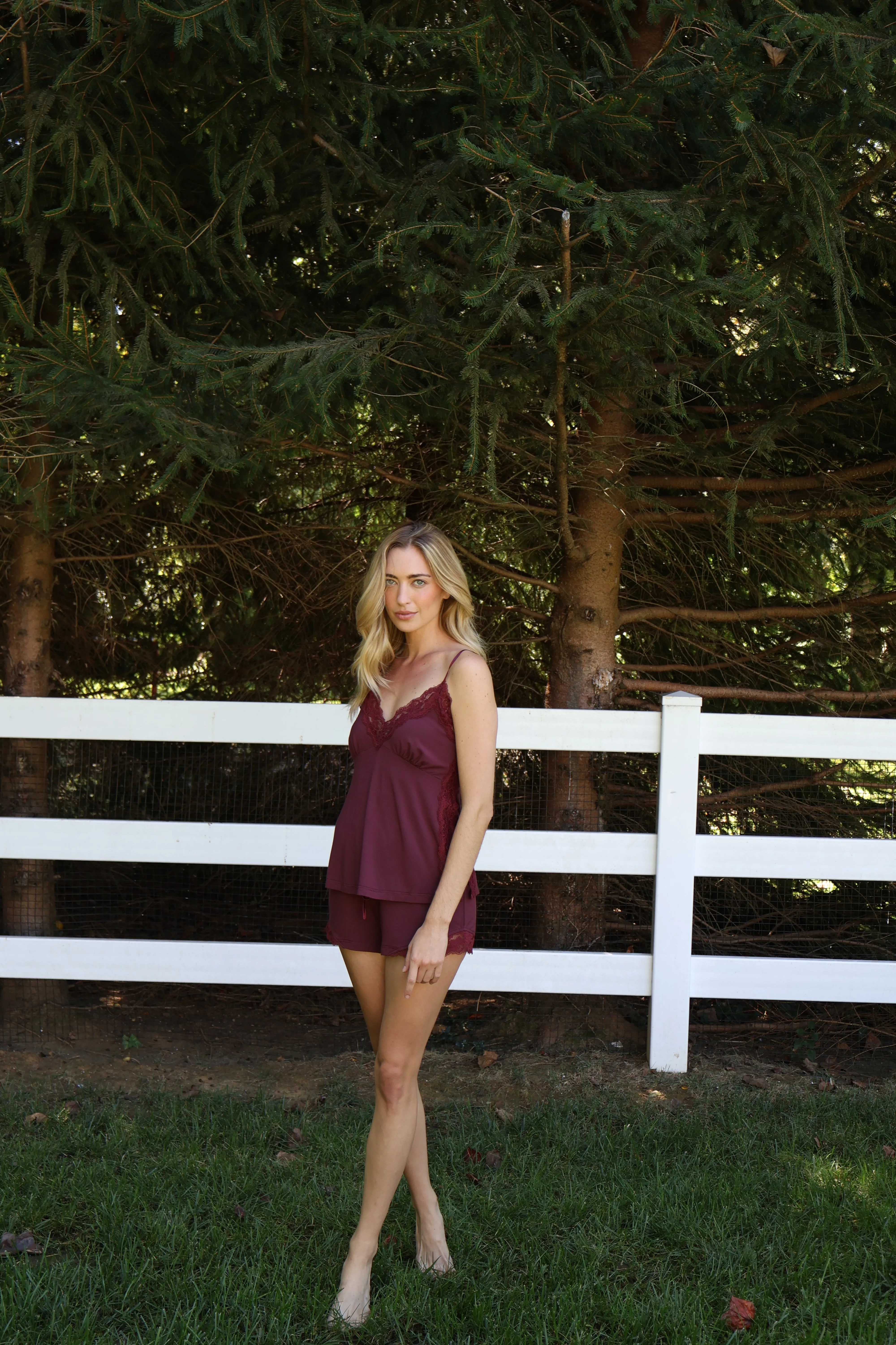 Ivy Bamboo Tank & Short Set in Merlot sold by waverles product image thumbnail 5