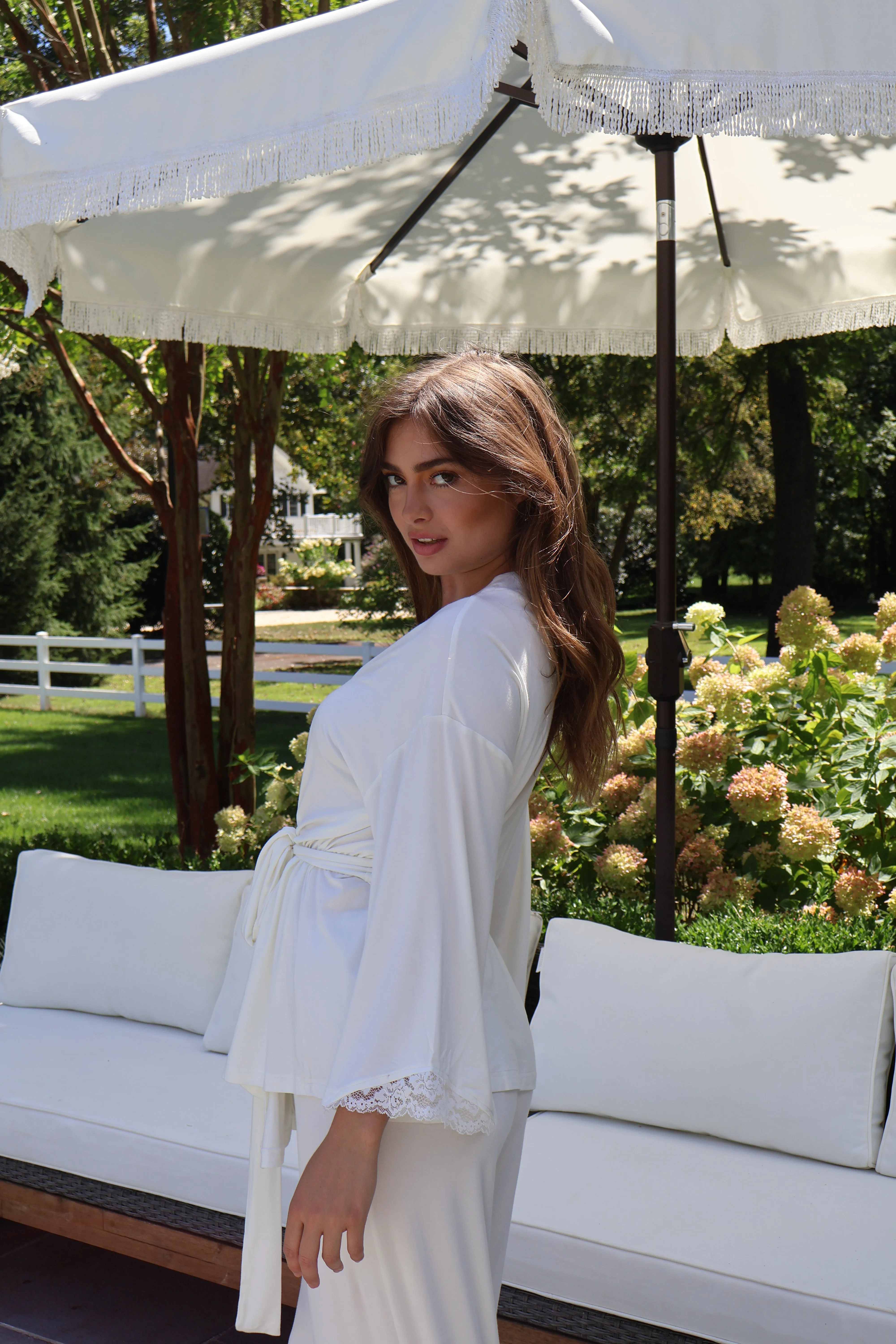 Riley Kimono Bamboo Pajama Set in Dove sold by waverles product image thumbnail 4