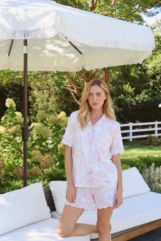 Rose Toile Ruffle Bamboo Pajama Short Set sold by waverles
