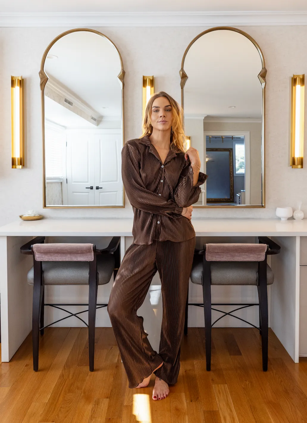 Pleated Set in Espresso sold by waverles