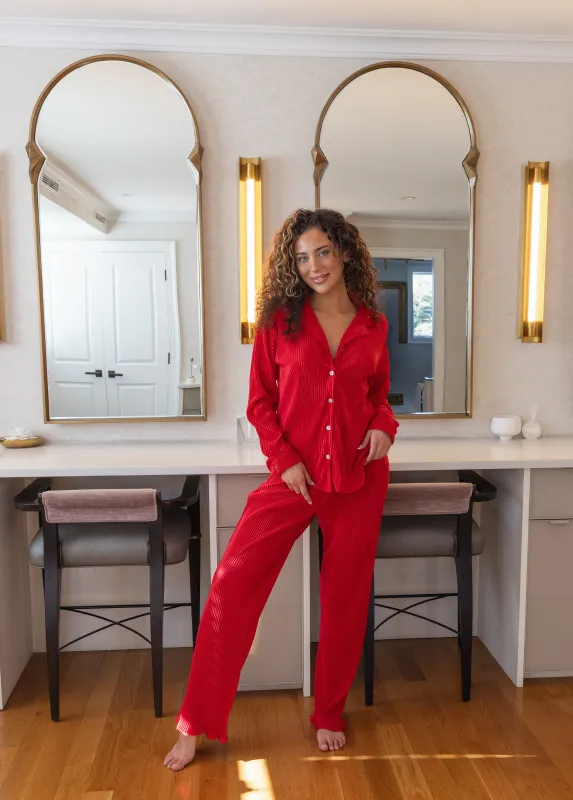 Pleated Set in Cherry sold by waverles