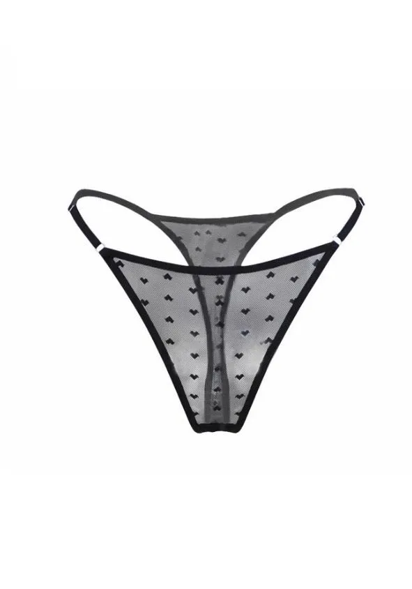 Mesh Hearts Panty in Noir sold by waverles
