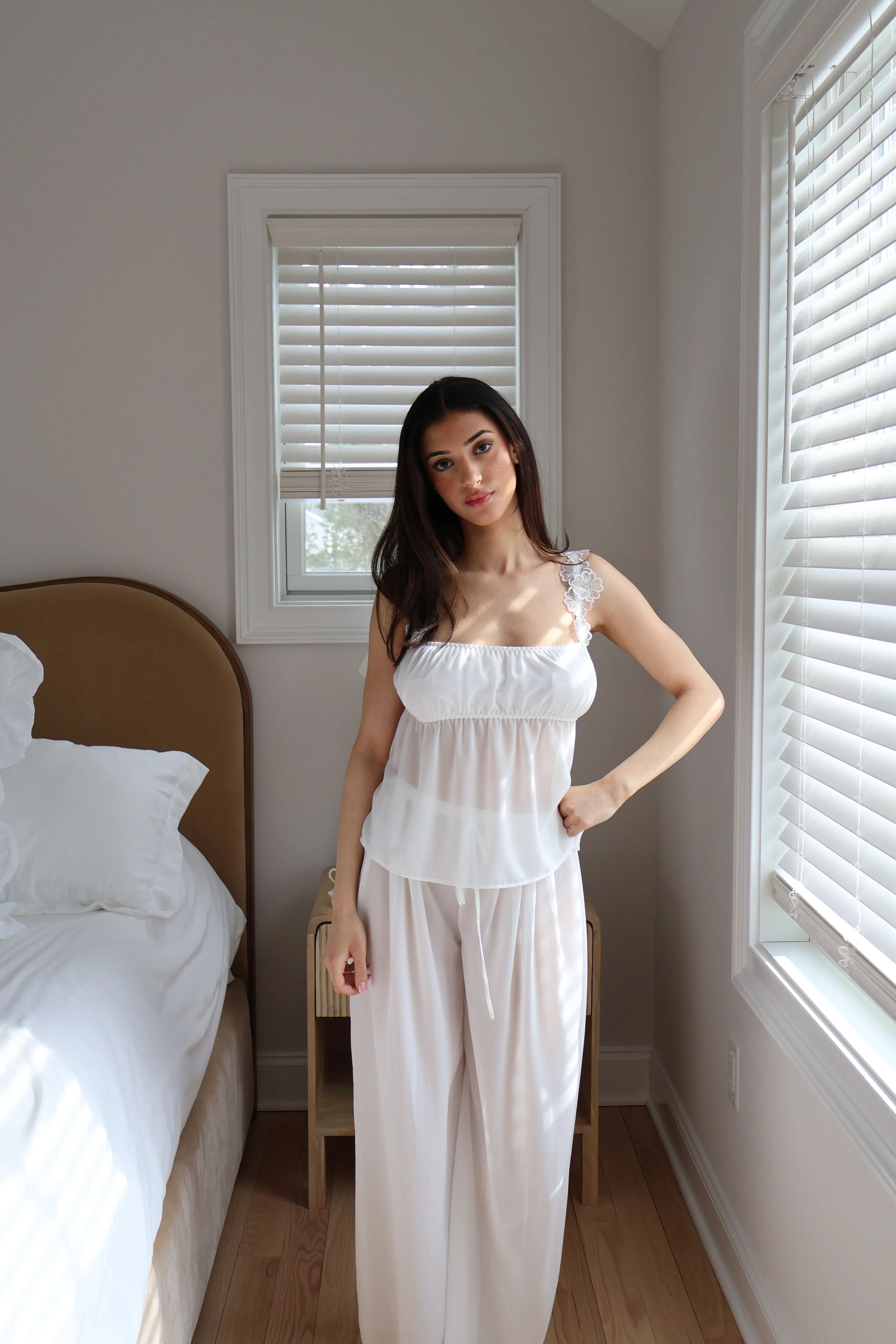 Chiffon Bloom Pant Set in Dove sold by waverles product image thumbnail 2