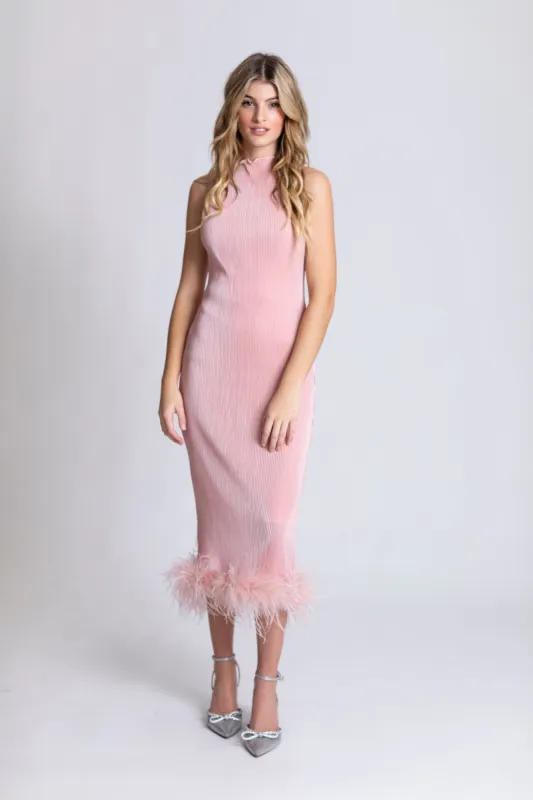 The Detachable Feather Midi in Blush sold by waverles