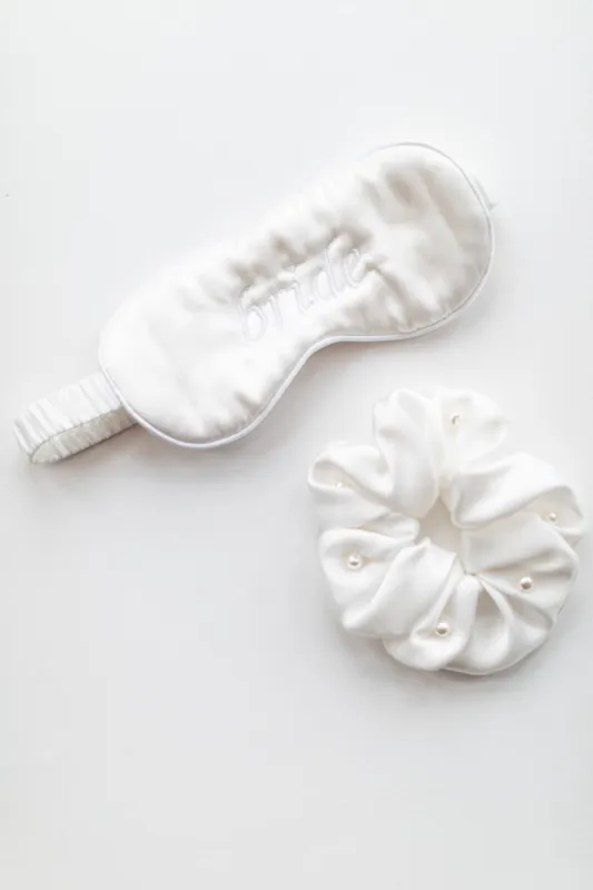 Silky Bride Eye Mask & Scrunchie Set sold by waverles