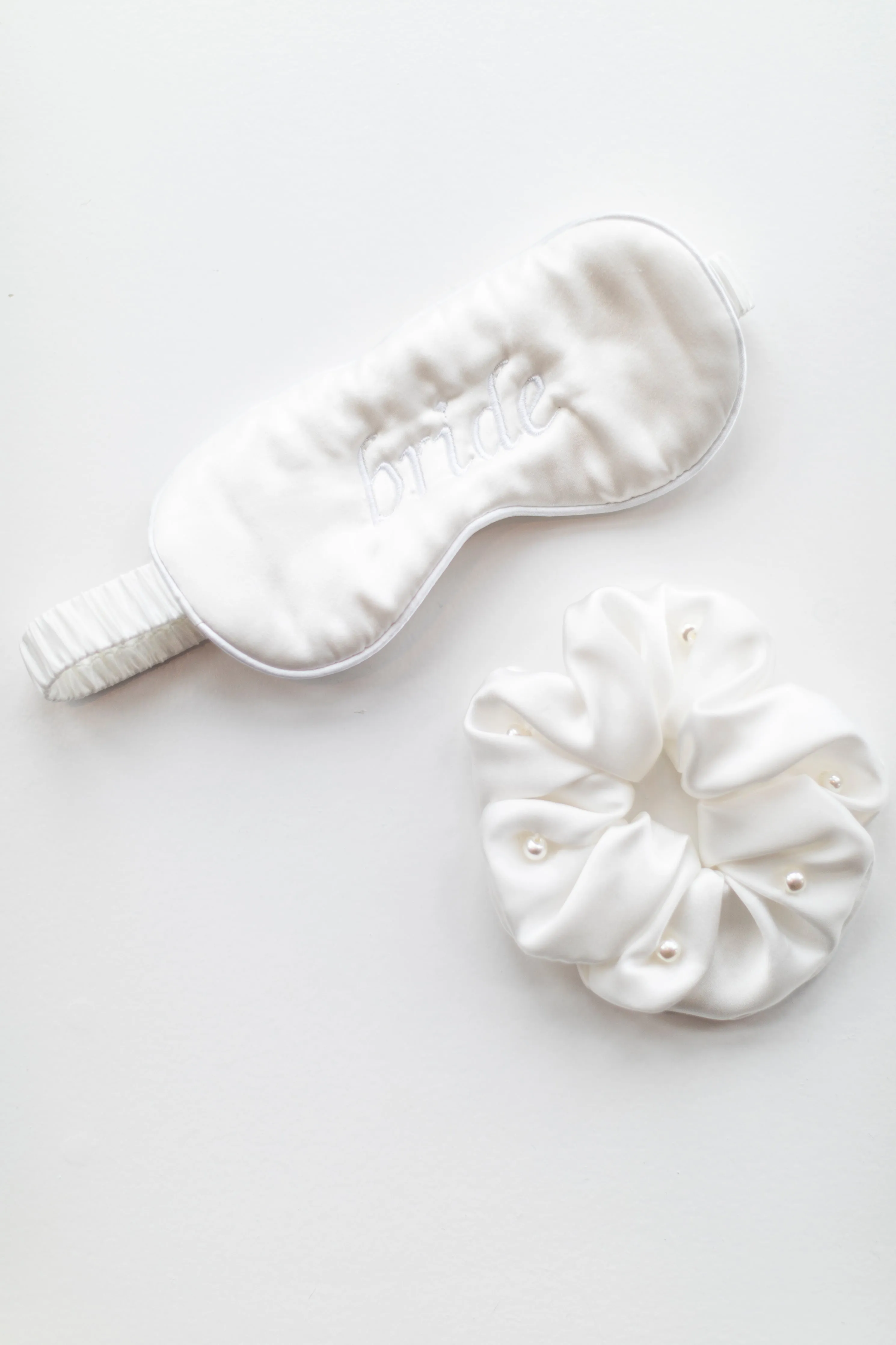 Satin Bride Eye Mask & Scrunchie Set sold by waverles