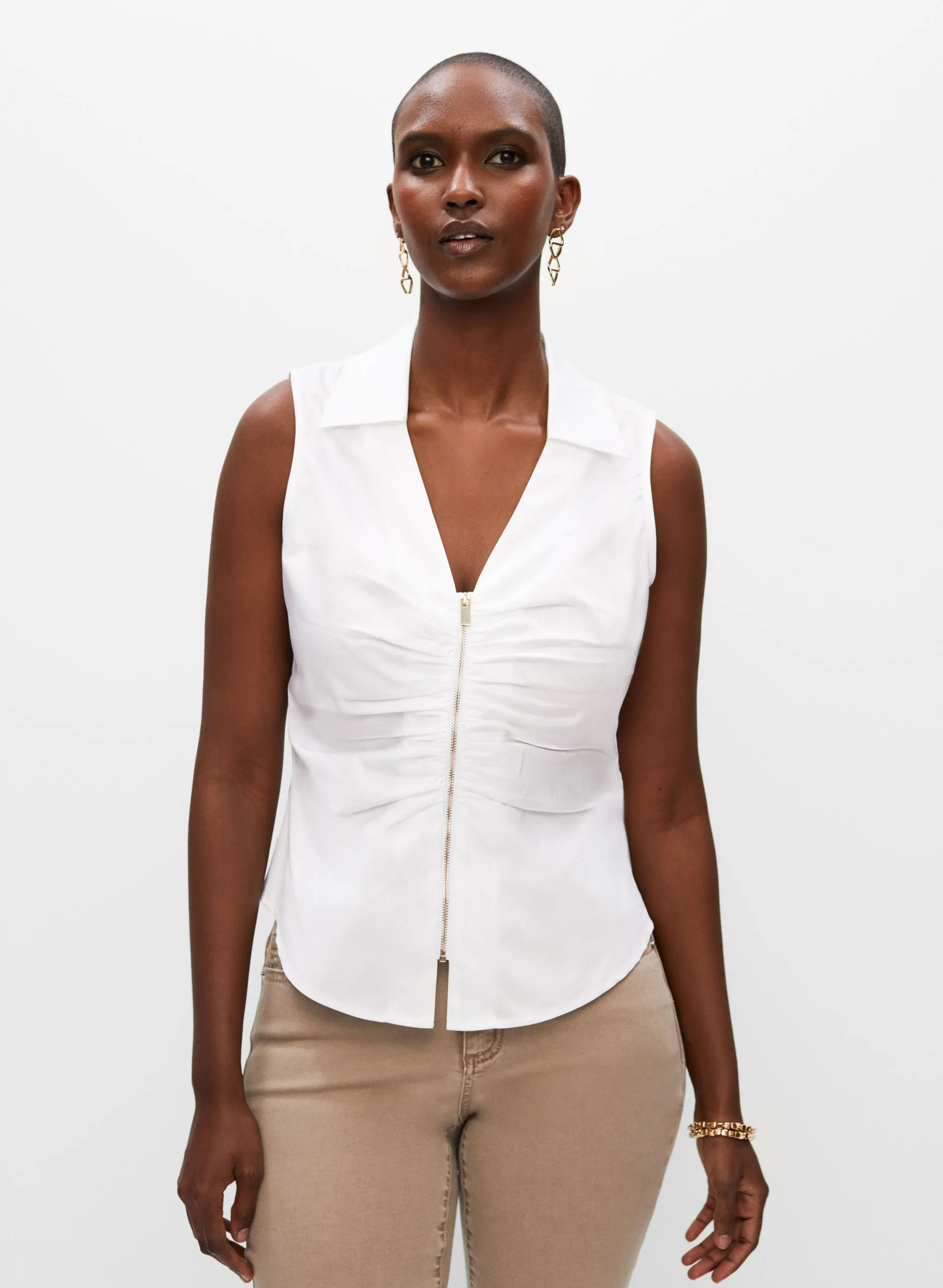 Sleeveless Shirt Collar Top sold by Melanie Lyne