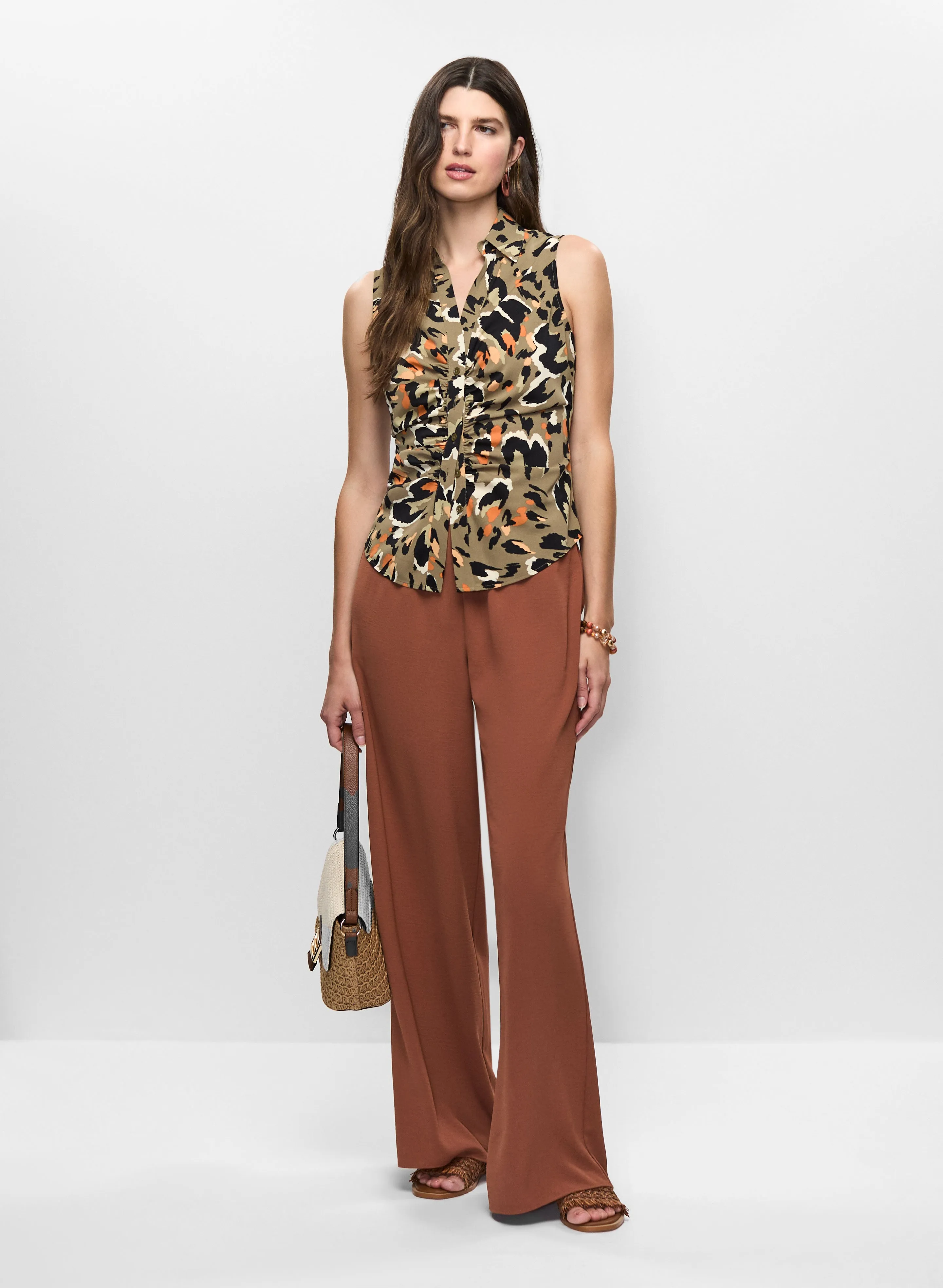 Leopard Print Sleeveless Blouse & Wide Leg Pull-On Pants sold by Melanie Lyne