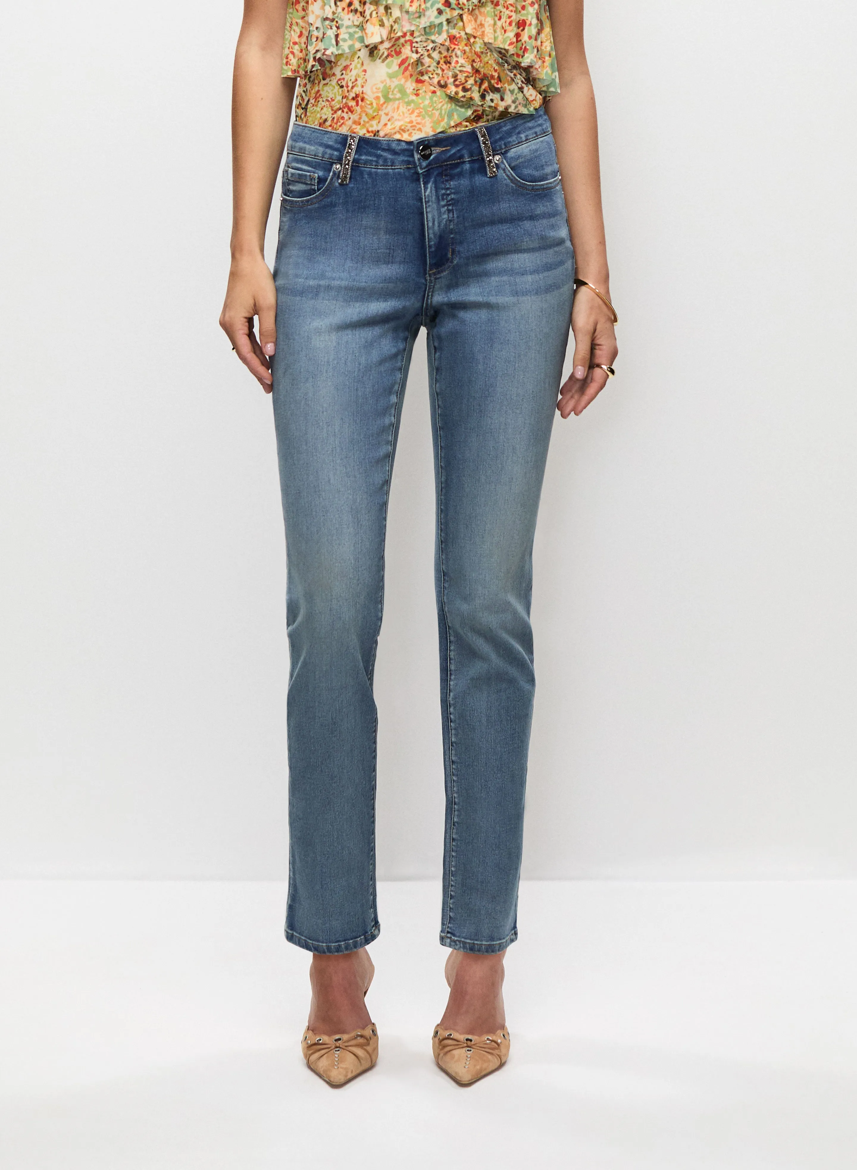 Jewel Detail Straight Leg Jeans sold by Melanie Lyne