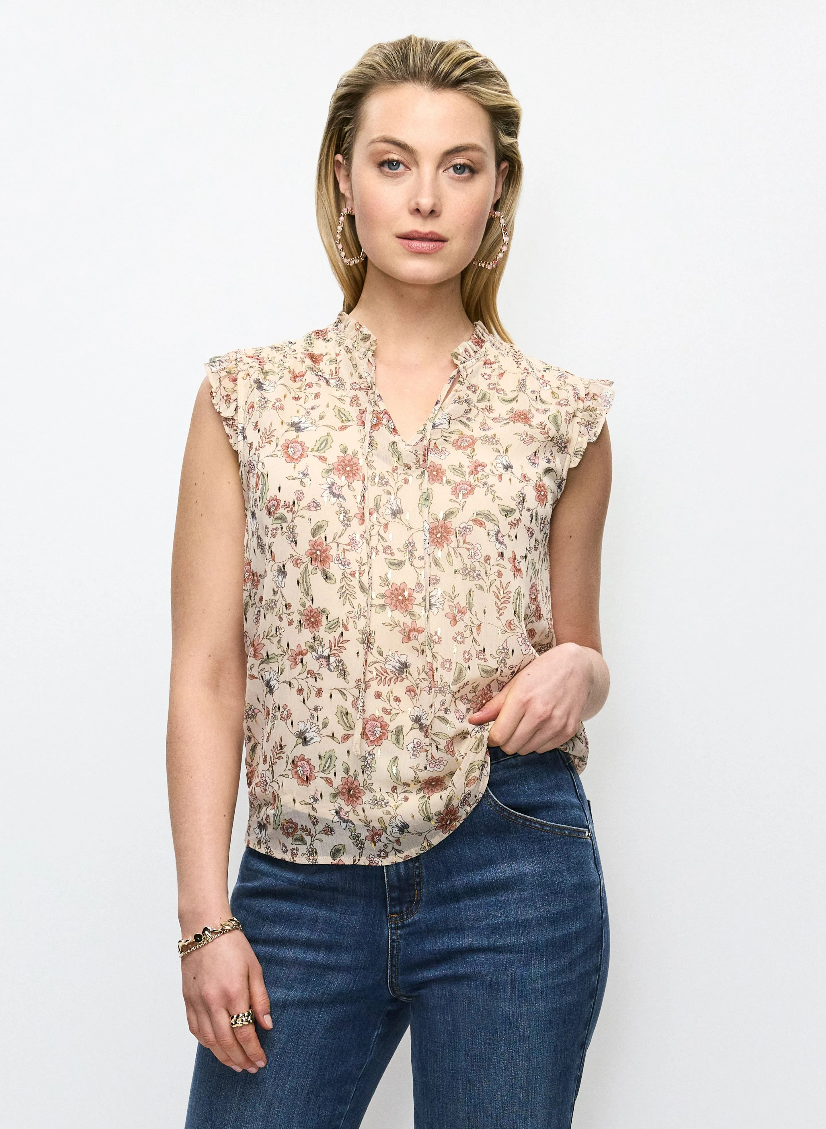 Frilled Mixed Floral Blouse sold by Melanie Lyne product image thumbnail 5