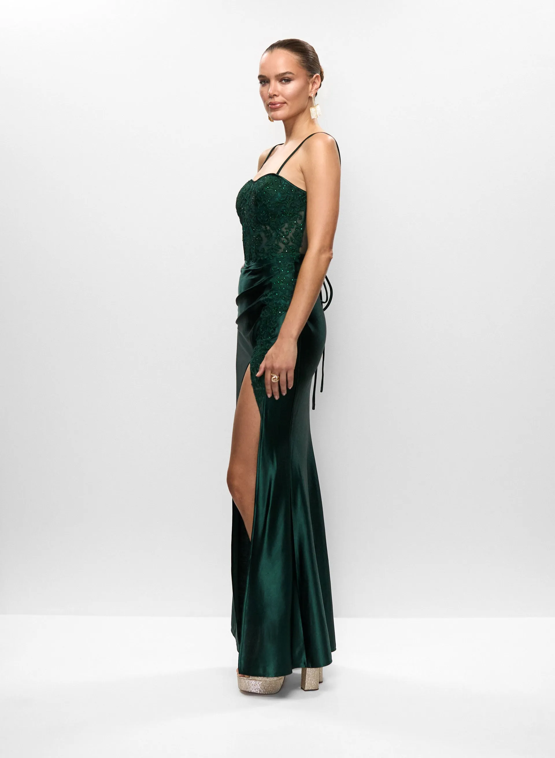 Embroidered Satin Gown sold by Melanie Lyne product image thumbnail 2