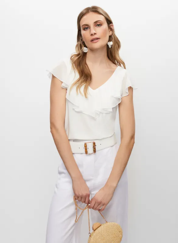 Ruffle Trim Sleeveless Top sold by Melanie Lyne