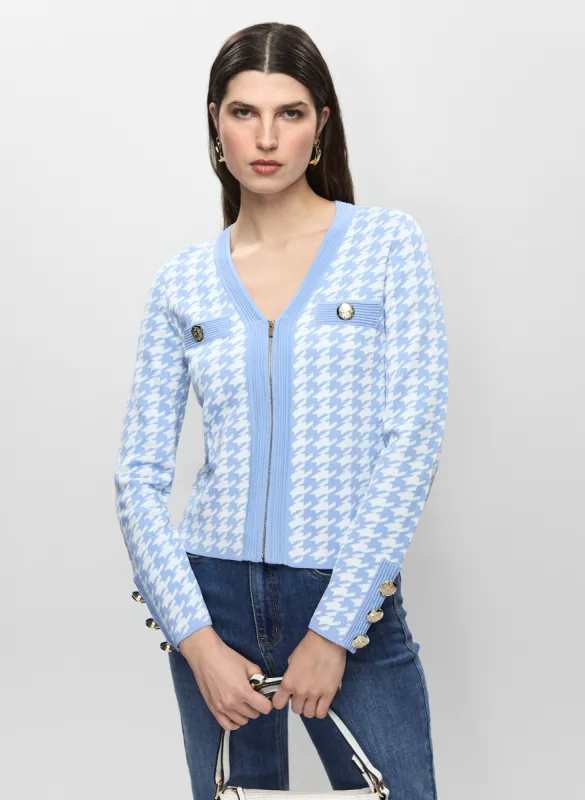 Zip Front Houndstooth Cardigan sold by Melanie Lyne