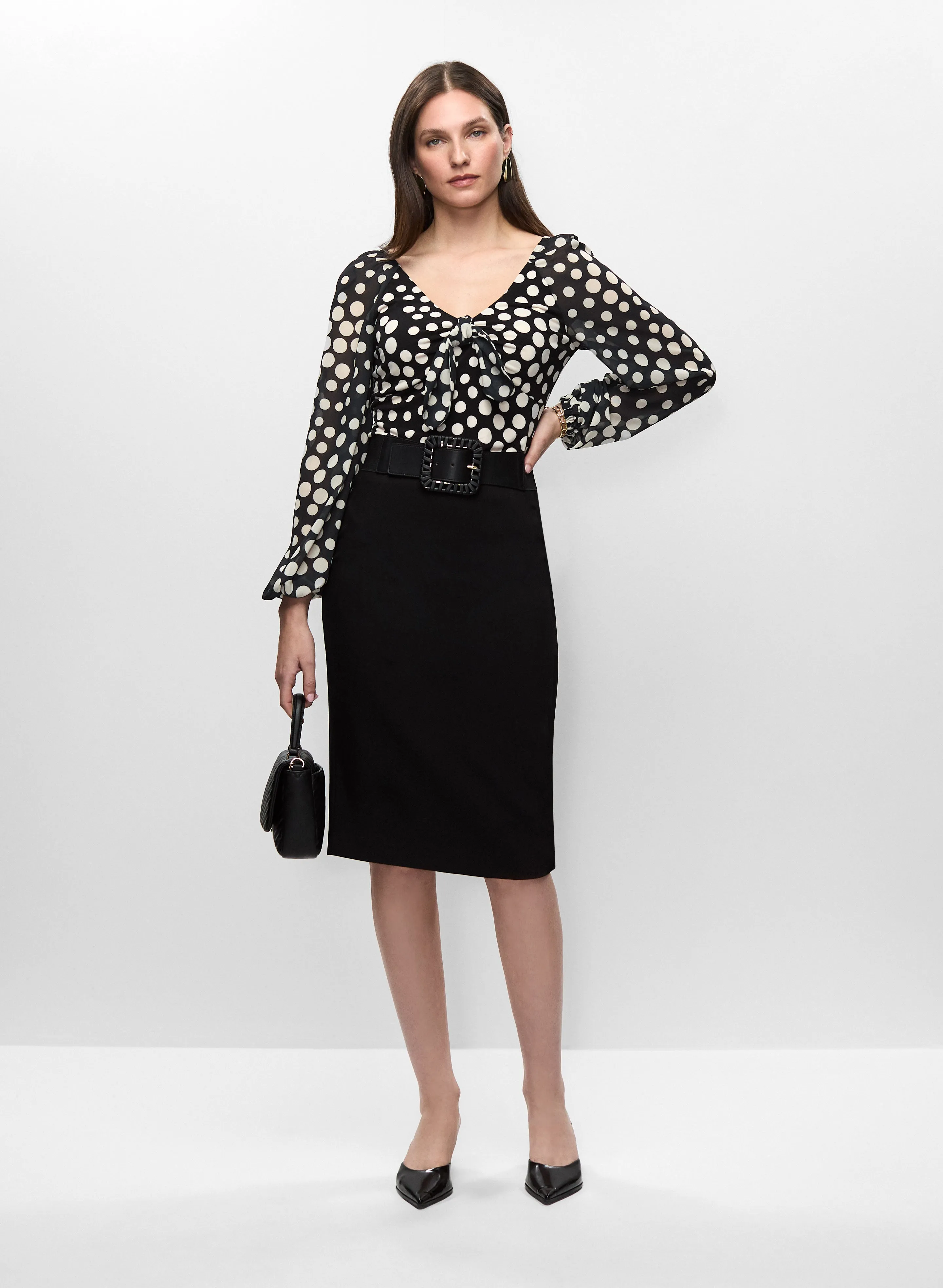 Polka Dot Chiffon Top & Pencil Skirt sold by Melanie Lyne