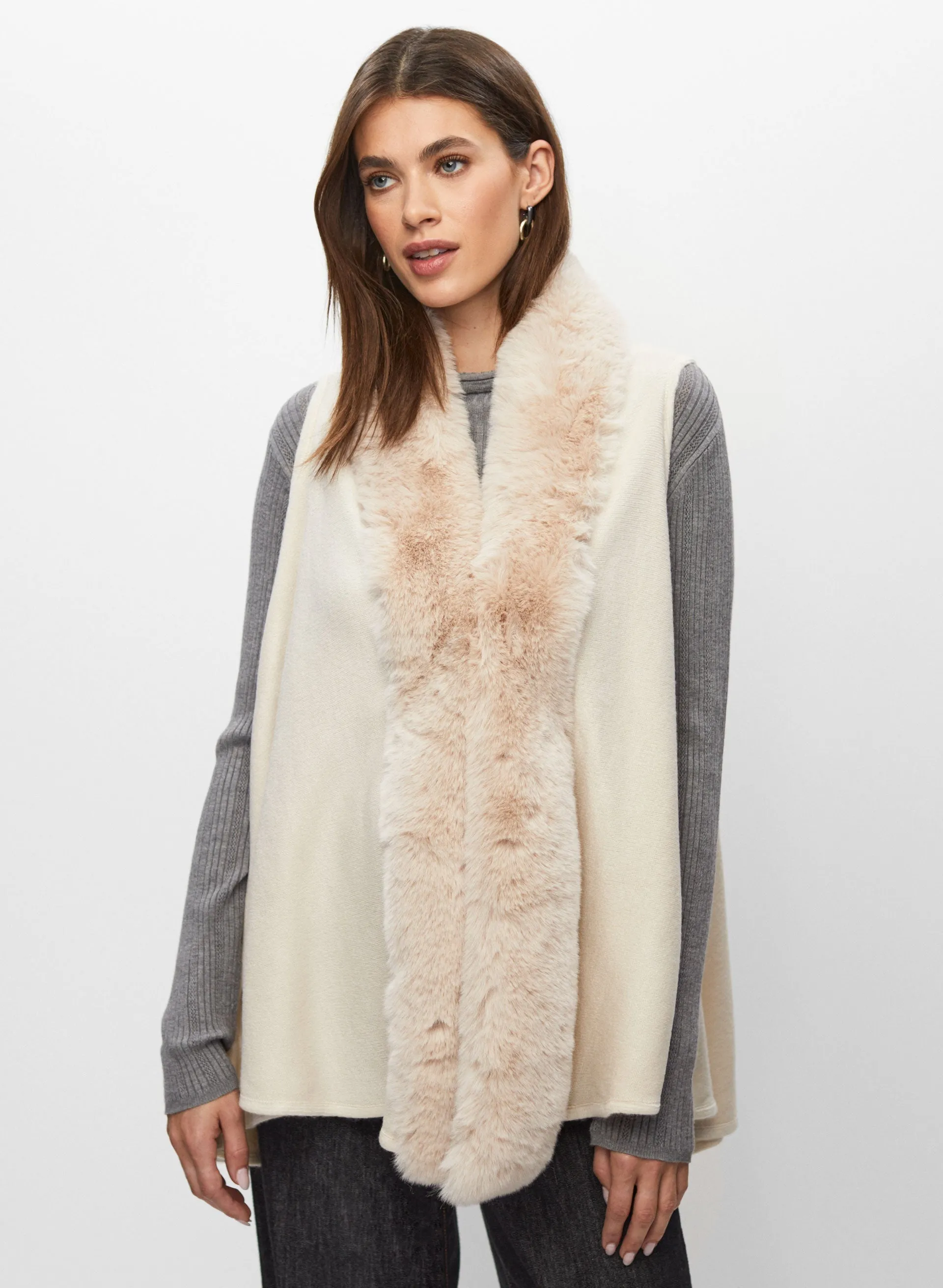 Faux Fur Collar Sleeveless Vest sold by Melanie Lyne