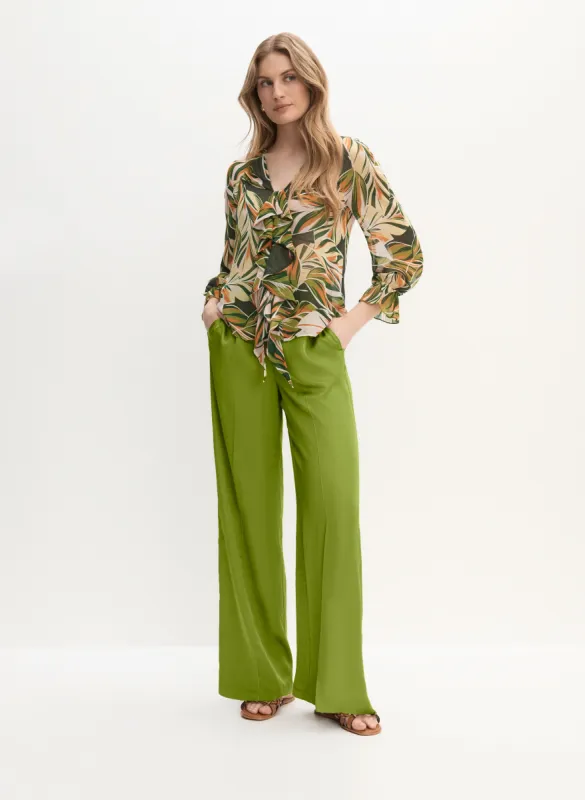 Ruffle Front Blouse & Satin Wide Leg Pants sold by Melanie Lyne