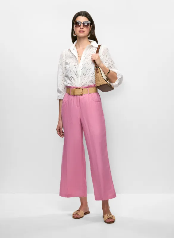 Button Down Eyelet Blouse & Linen Cropped Pants sold by Melanie Lyne