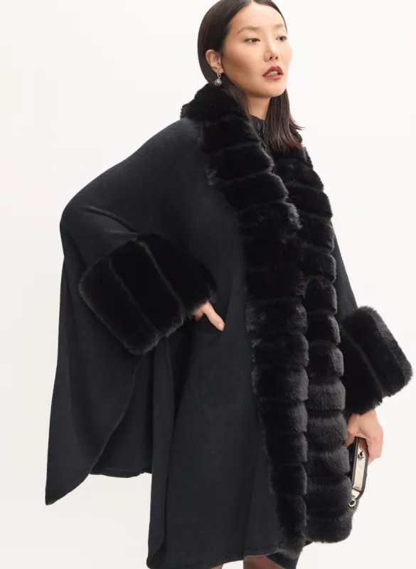 Faux Fur Trim Poncho sold by Melanie Lyne