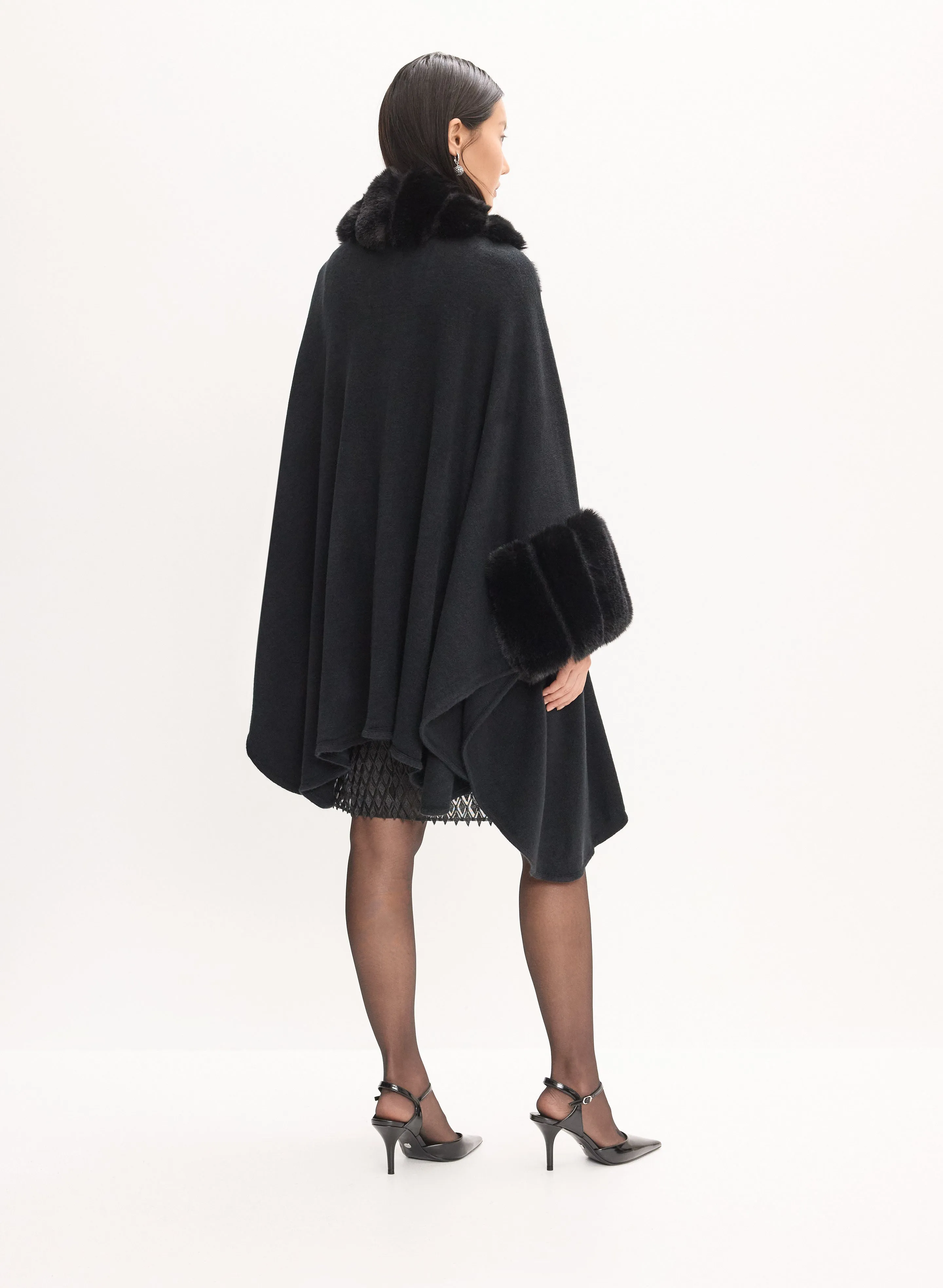 Faux Fur Trim Poncho sold by Melanie Lyne product image thumbnail 4