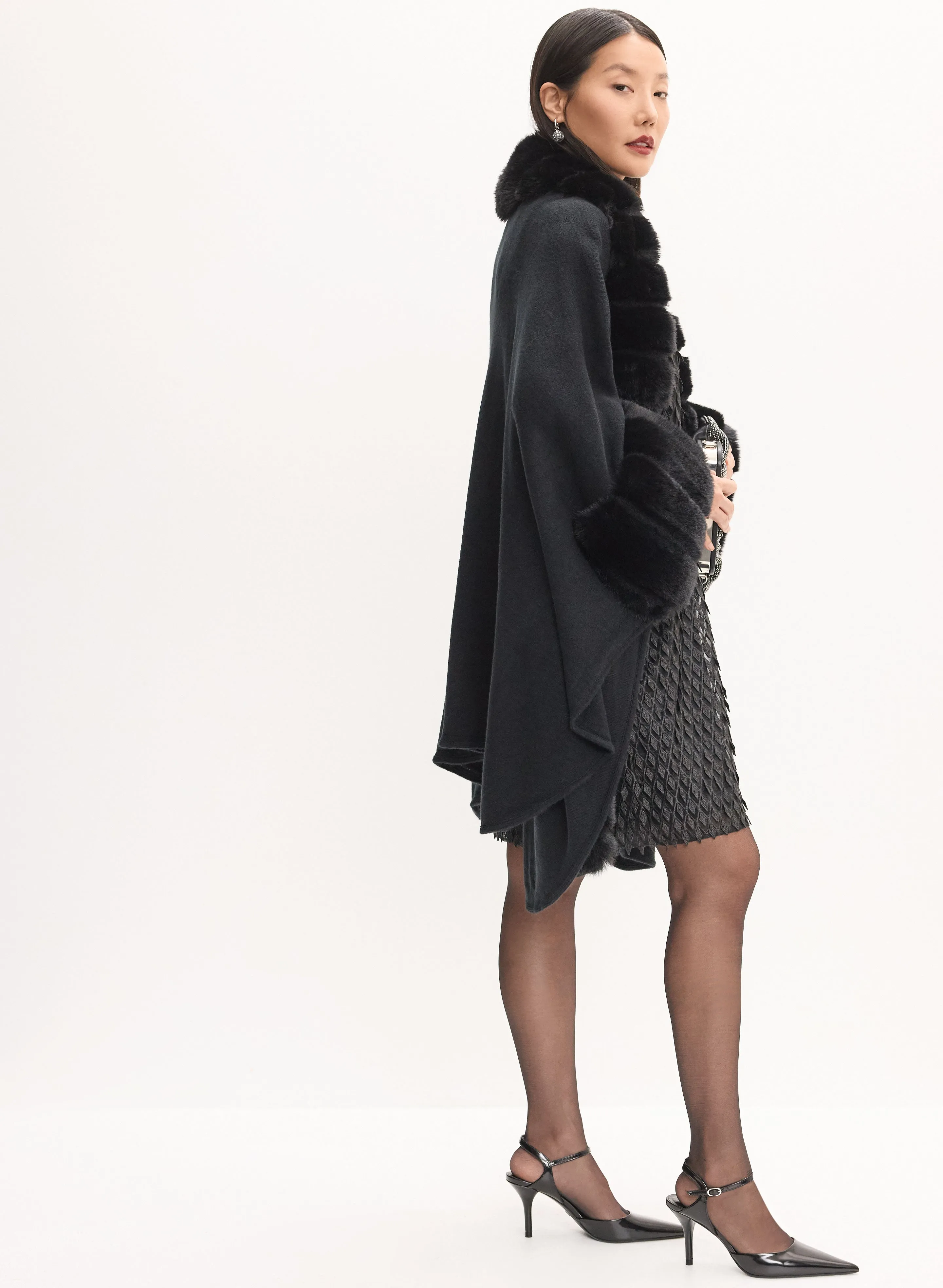 Faux Fur Trim Poncho sold by Melanie Lyne product image thumbnail 5