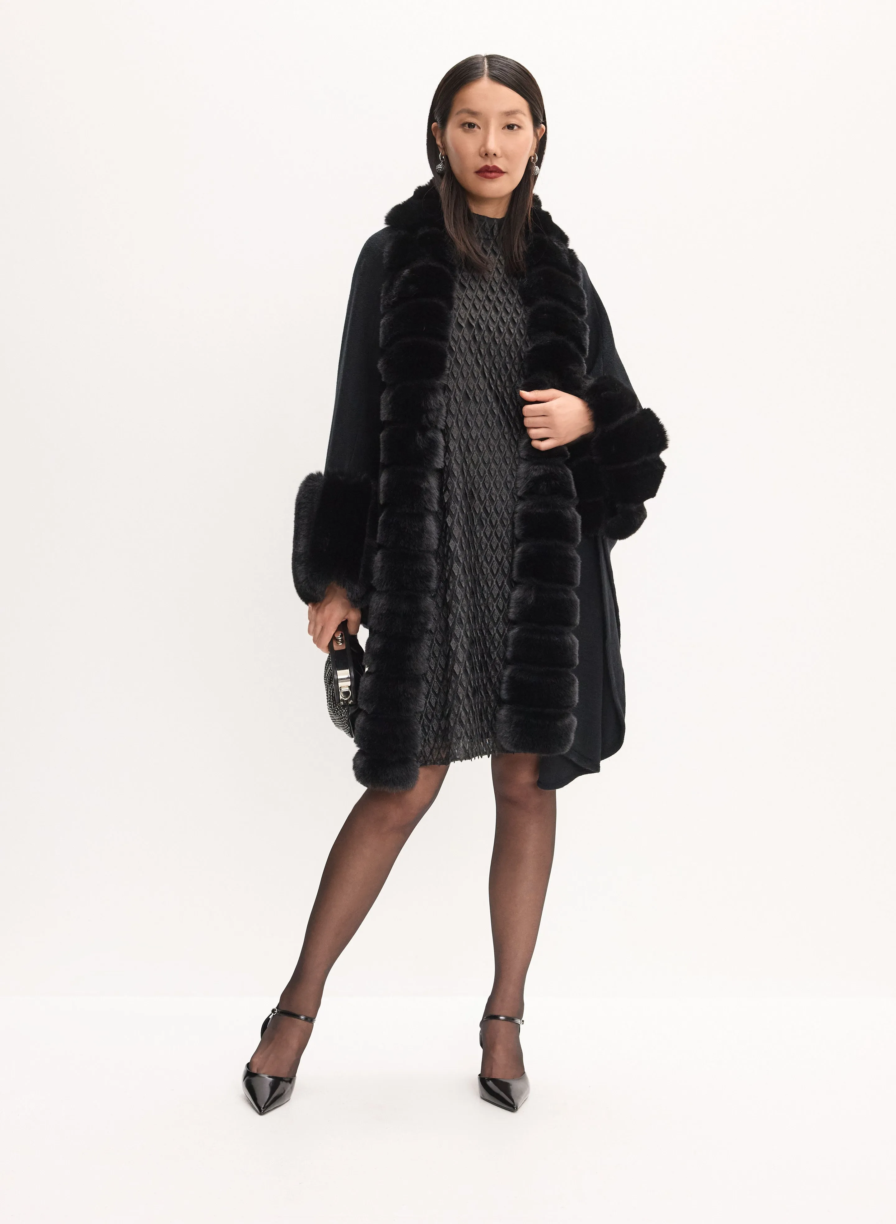 Faux Fur Trim Poncho sold by Melanie Lyne product image thumbnail 3