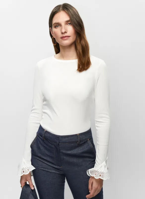 Lace Detail Flare Cuff Top sold by Melanie Lyne